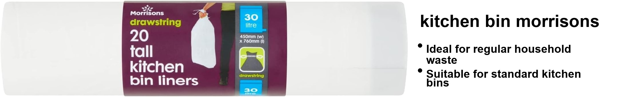 A sleek, tall white kitchen bin sitting pretty against a simple backdrop. Check out that spacious opening—perfect for tossing in your rubbish without a second thought. And, oh—don’t miss the handy drawstring bag inside, making clean-up a breeze.