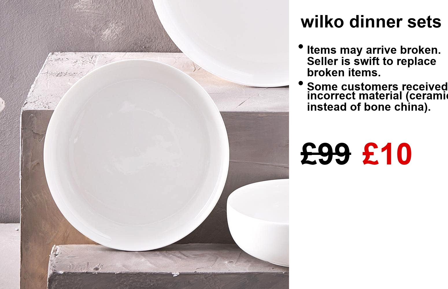 wilko White Dinner Set - New Bone China - 12 Piece - Dishwasher & Microwave Safe - Dinner Plate, Side Plate & Bowl - Day-to-Day Crockery - Ideal for Families of 4 - Everyday Use - Image 6