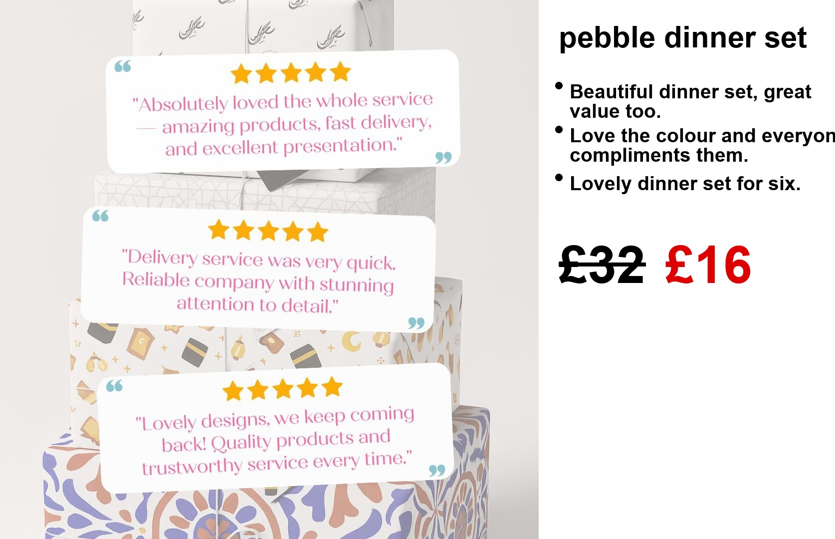 Peacock Supplies 18 Piece Dinner Set - Roma Pebble Grey | Ceramic Porcelain China | 6 x 10.5 Dinner Plates, 6 x 7.5″ Side Plates & 6 x 7″ Bowls | Elegant & Durable | Dishwasher & Microwave Safe - Image 5