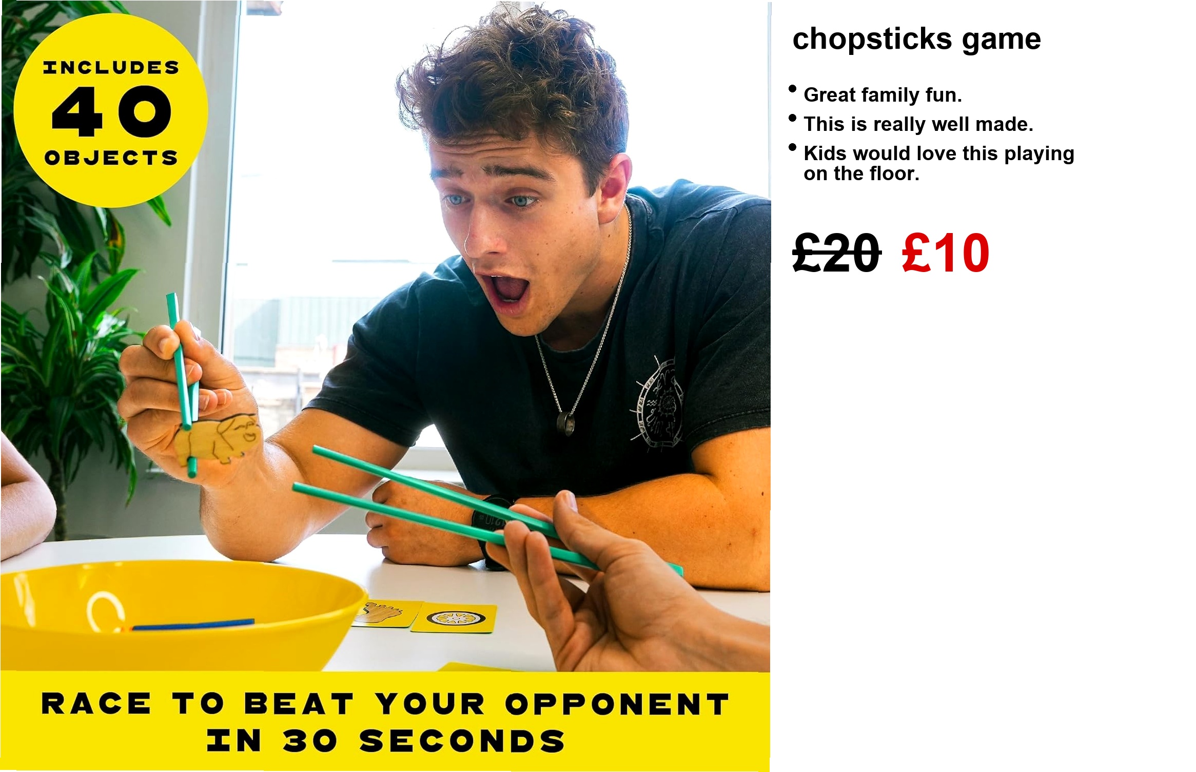 Quik Stix - Exciting Family Games for Kids and Adults - Fun Board Games for 2 Players with Chopsticks - Fast-Paced Party Games for Teenagers and Adults - Hilarious, Competitive, Skill-Building - Image 4