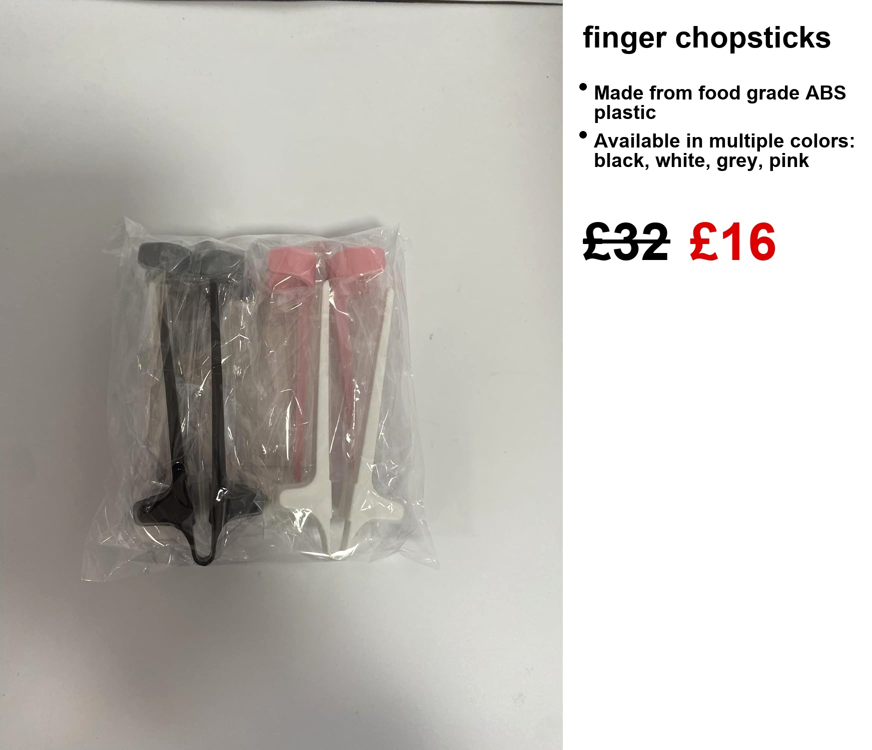 WADY Pack of 4 Finger Sticks for Gamers, Hand- Snack Chopsticks Gaming Gamers Plastic Food Tongs Clamps Lazy Auxiliary (Multi-Colour), Black, White, Grey, Pink - Image 7