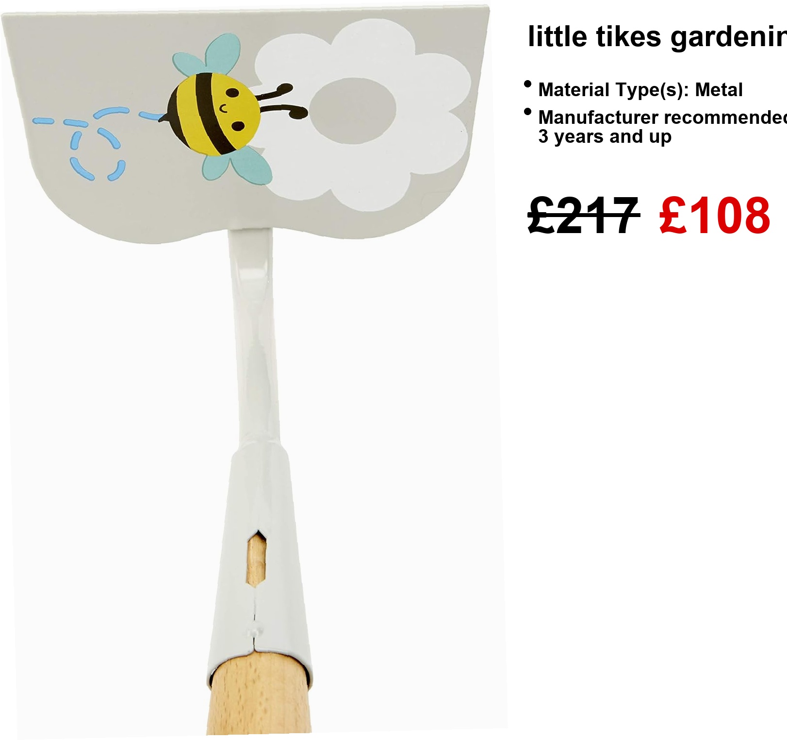Bright and cheerful Little Tikes gardening set - perfect for tiny hands! Includes a shovel, rake, and hoe, all ready for some backyard adventures. Set against a crisp white background, these vibrant tools practically shout fun!