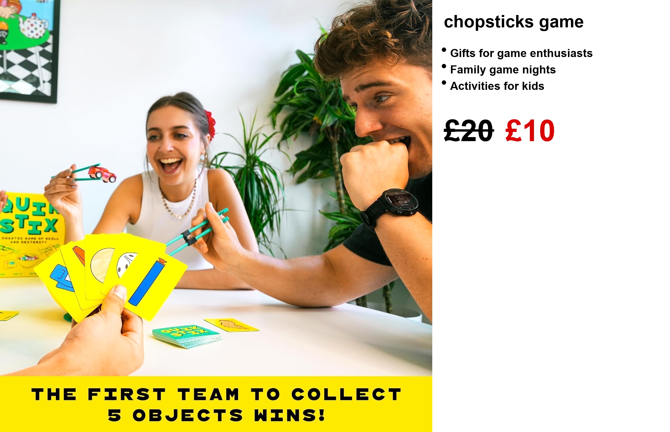 Quik Stix - Exciting Family Games for Kids and Adults - Fun Board Games for 2 Players with Chopsticks - Fast-Paced Party Games for Teenagers and Adults - Hilarious, Competitive, Skill-Building - Image 5