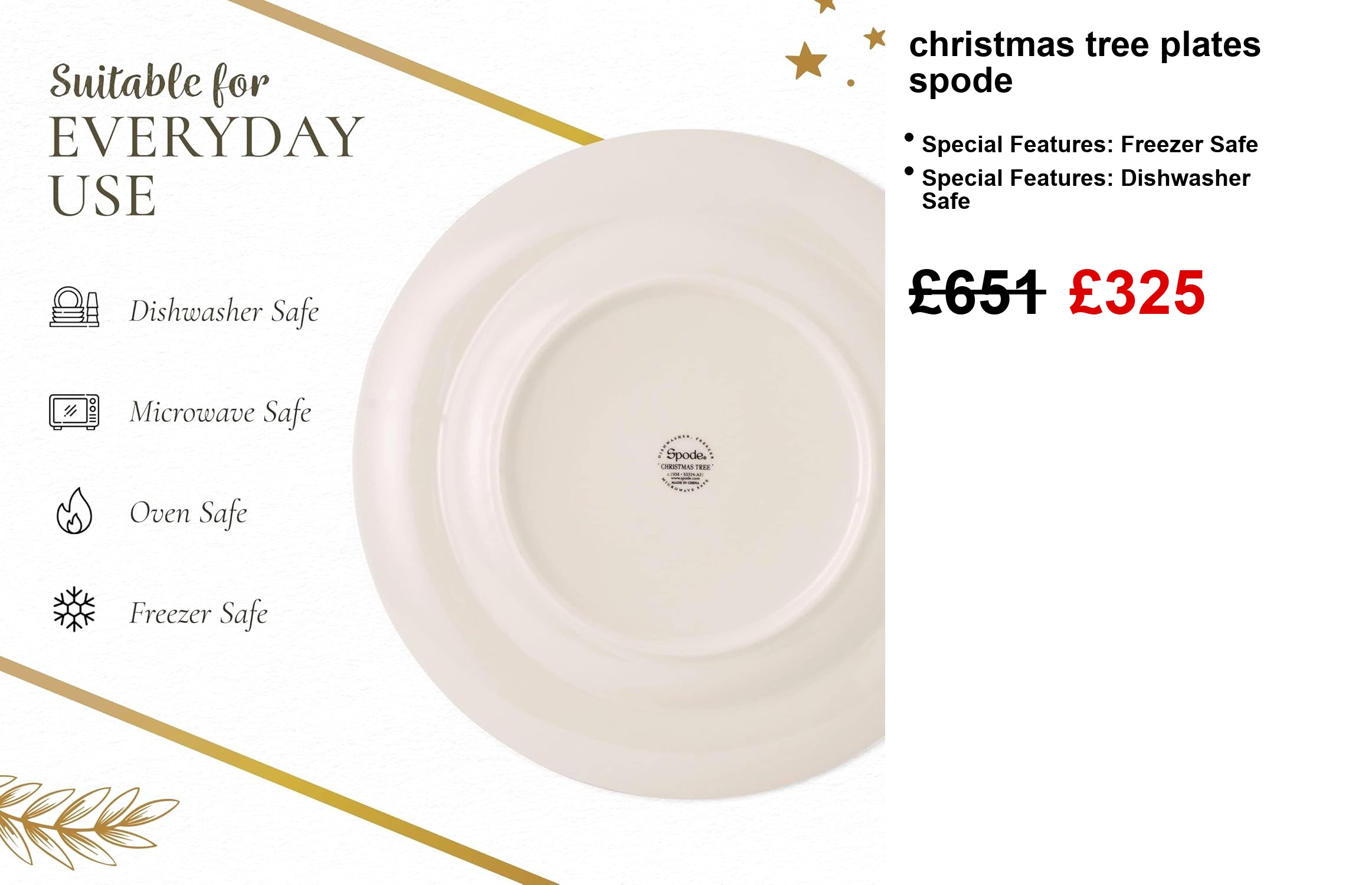 A stack of three Spode Christmas Tree dinner plates, just look at that festive tree! It’s surrounded by vibrant gifts, and the greenery—oh, the white porcelain makes it pop. Perfect for getting into the holiday spirit.