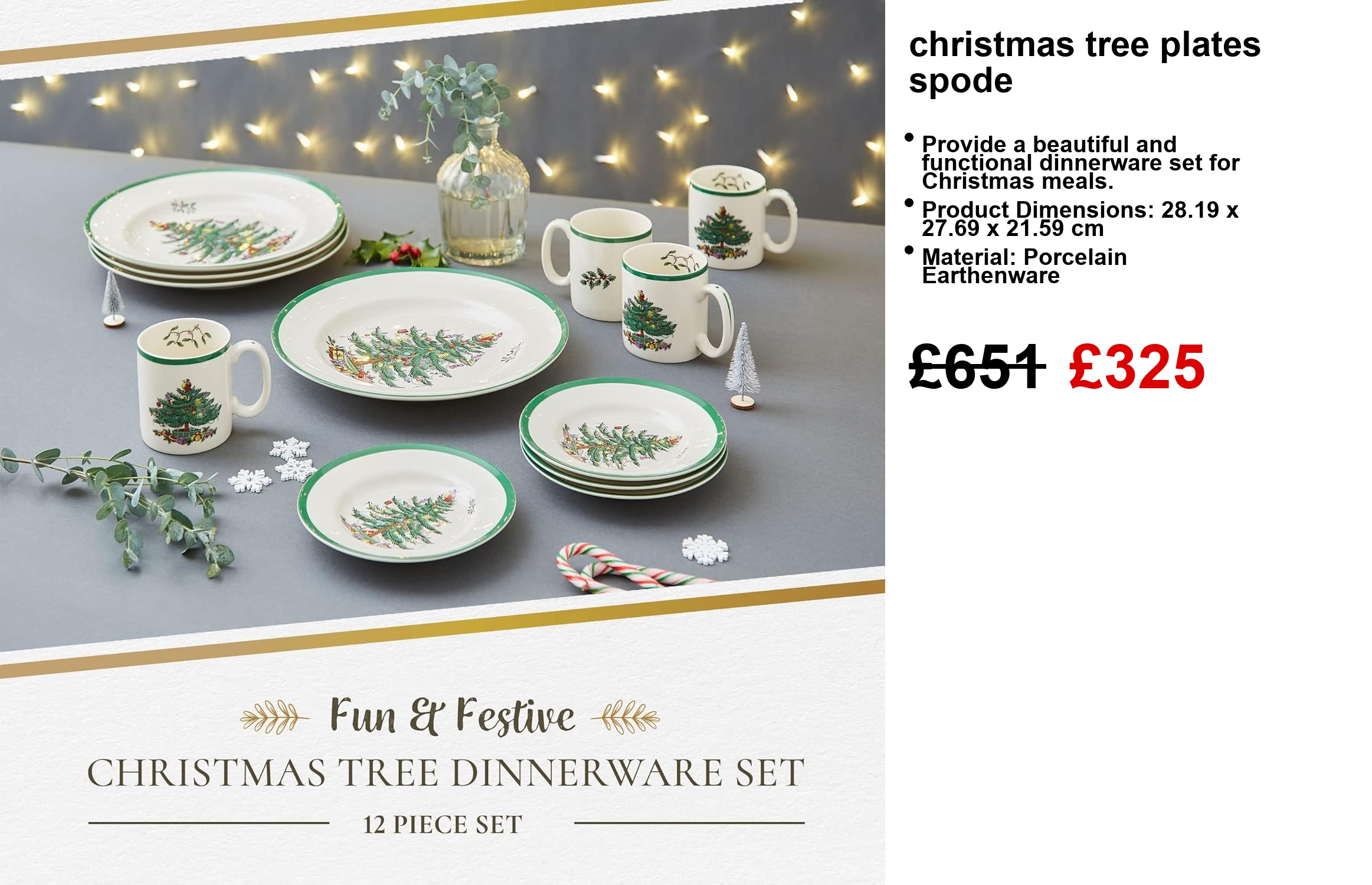 Spode Christmas Tree 12-Piece Dinnerware Set, Service for 4 - Image 6