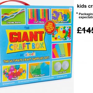 Brightly packaged kids' craft set bursting with fun! Inside, you'll find all sorts of goodies—googly eyes peeking out, stickers waiting to be slapped on, bouncy foam balls, and a rainbow of papers. Perfect for tiny creative minds!