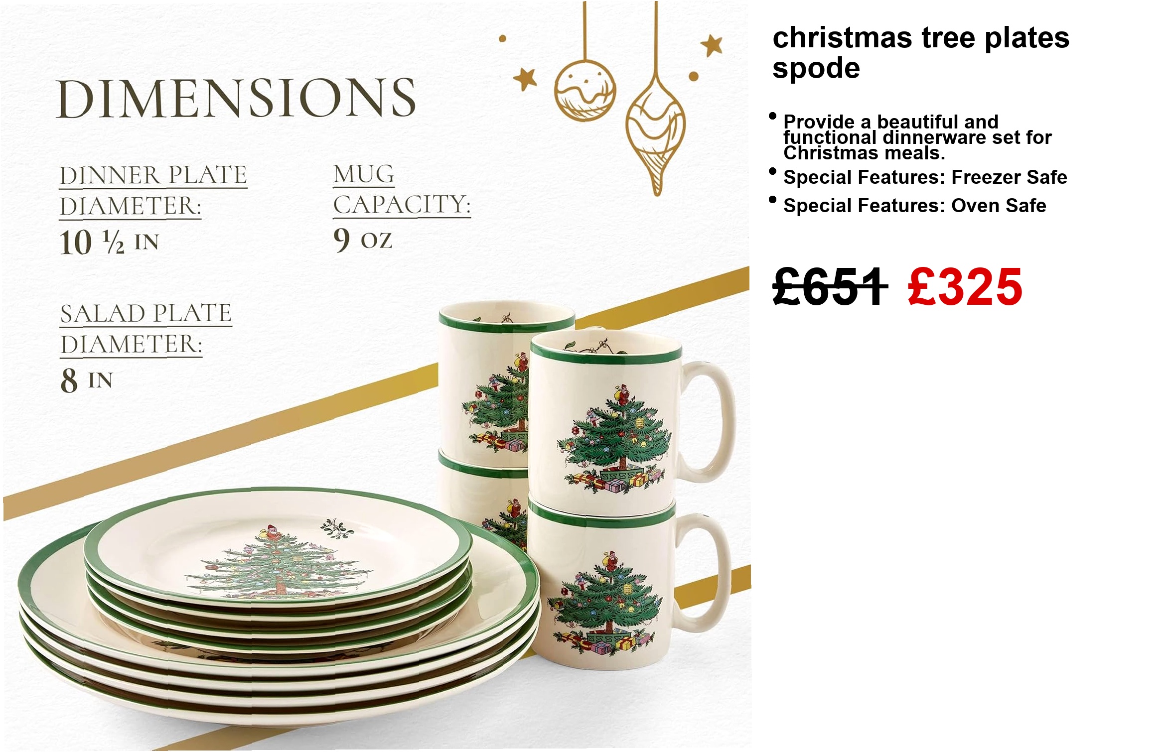 Spode Christmas Tree 12-Piece Dinnerware Set, Service for 4 - Image 7