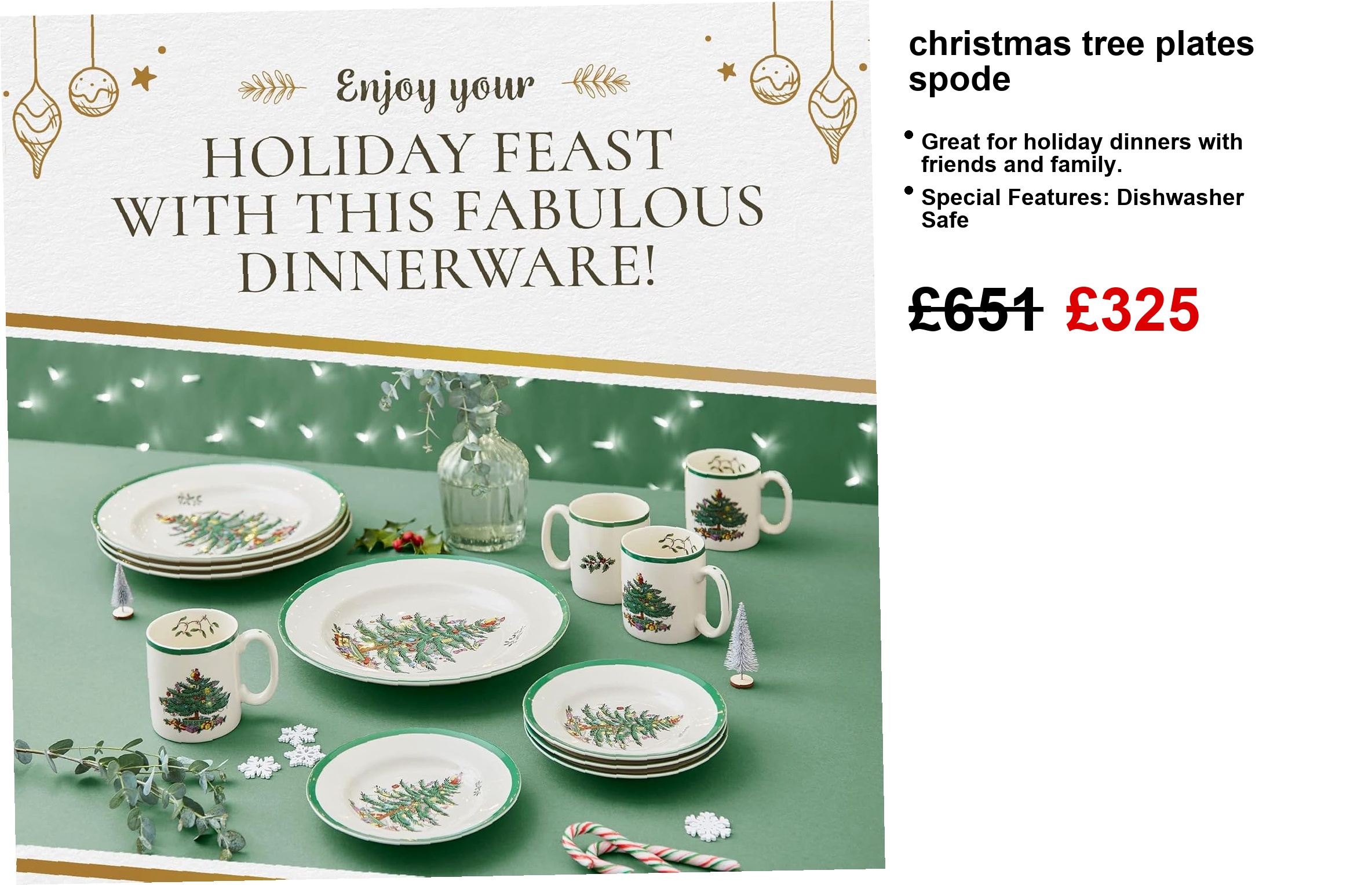 Spode Christmas Tree 12-Piece Dinnerware Set, Service for 4 - Image 5
